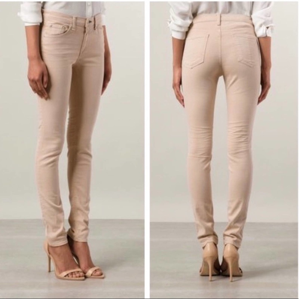 Rag & Bone The Skinny Stretch Denim Jeans in Distressed Blush 26 - Picture 1 of 8